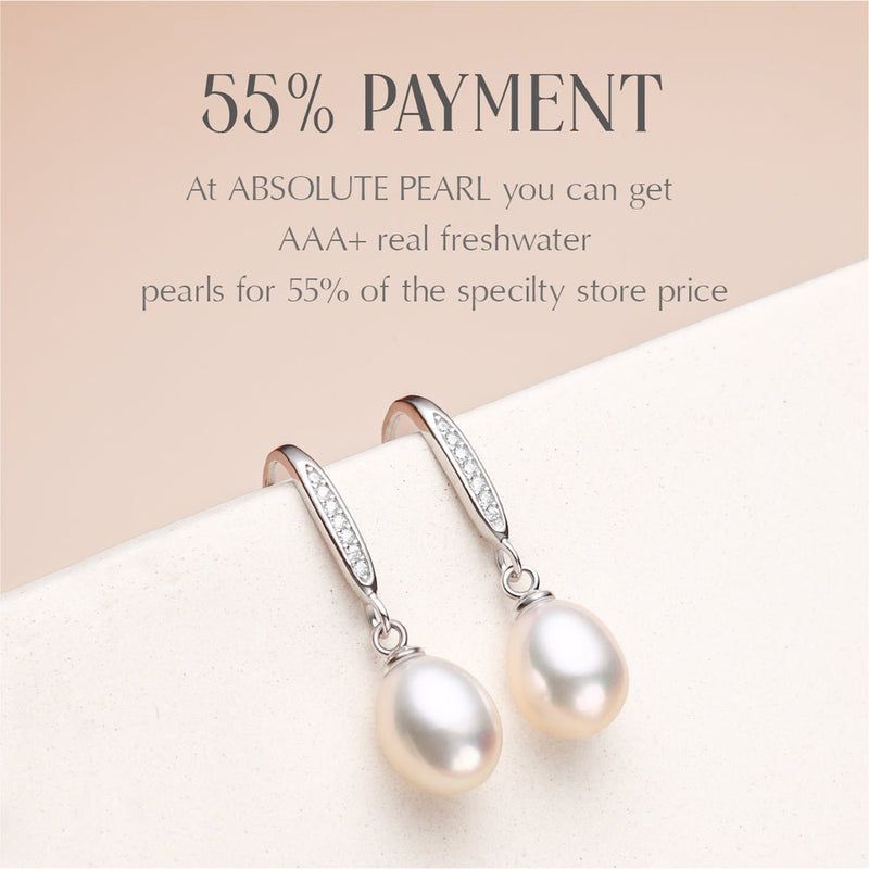 White Freshwater pearl Dangle Earrings AAA+ Quality