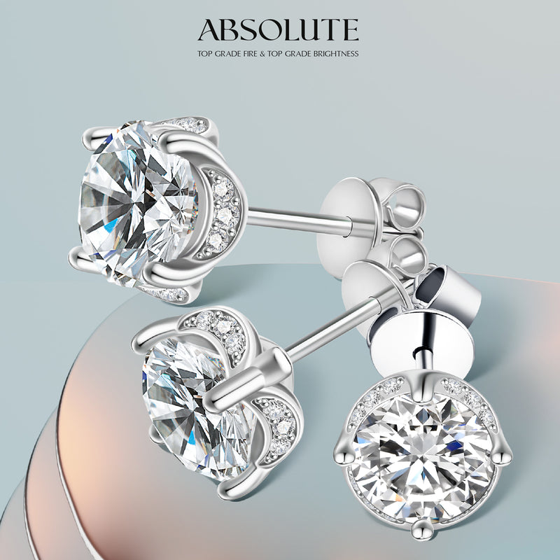 ABSOLUTE 2Carat Moissanite Earrings Hypoallergenic S925 Moissanite Studs Earrings Birthday on Anniversary Party Gifts for Wife/Mom