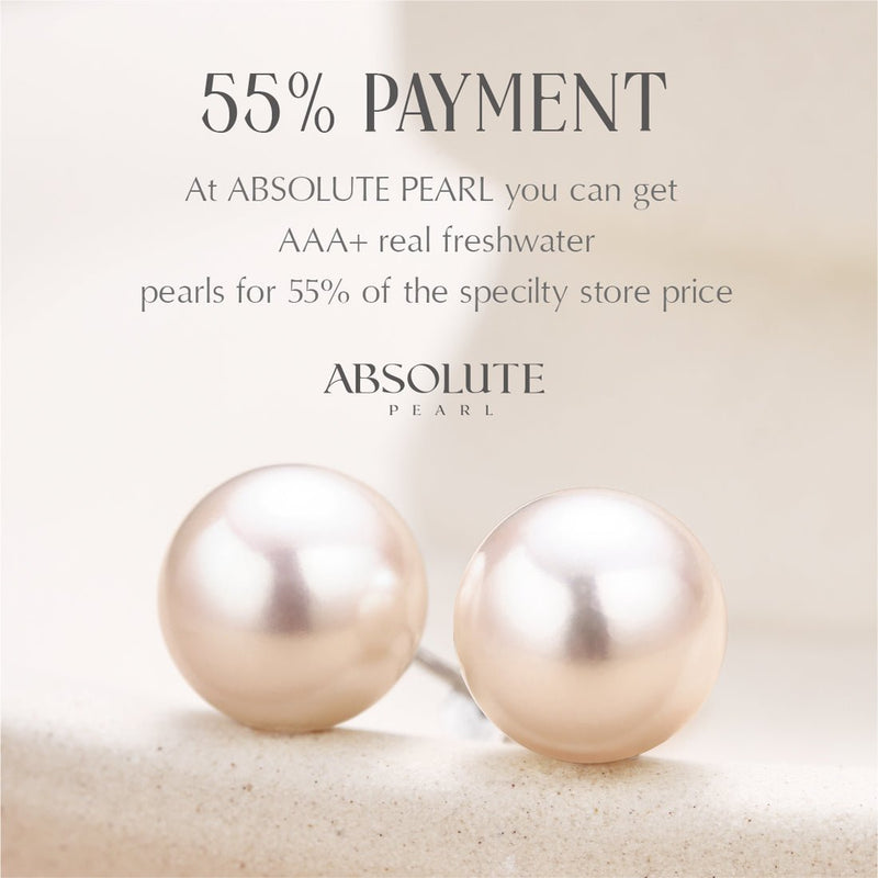 White Freshwater Round Pearl Stud Earrings AAAA Quality