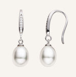 White Freshwater pearl Dangle Earrings AAA+ Quality