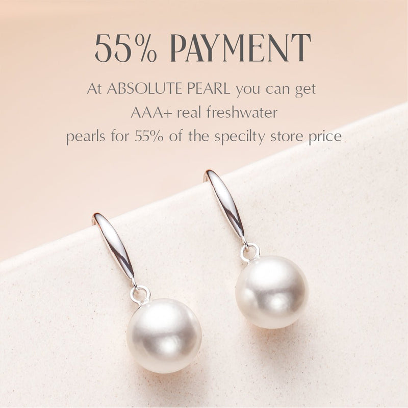 AAAA White Freshwater 8mm round pearl Dangle Earrings