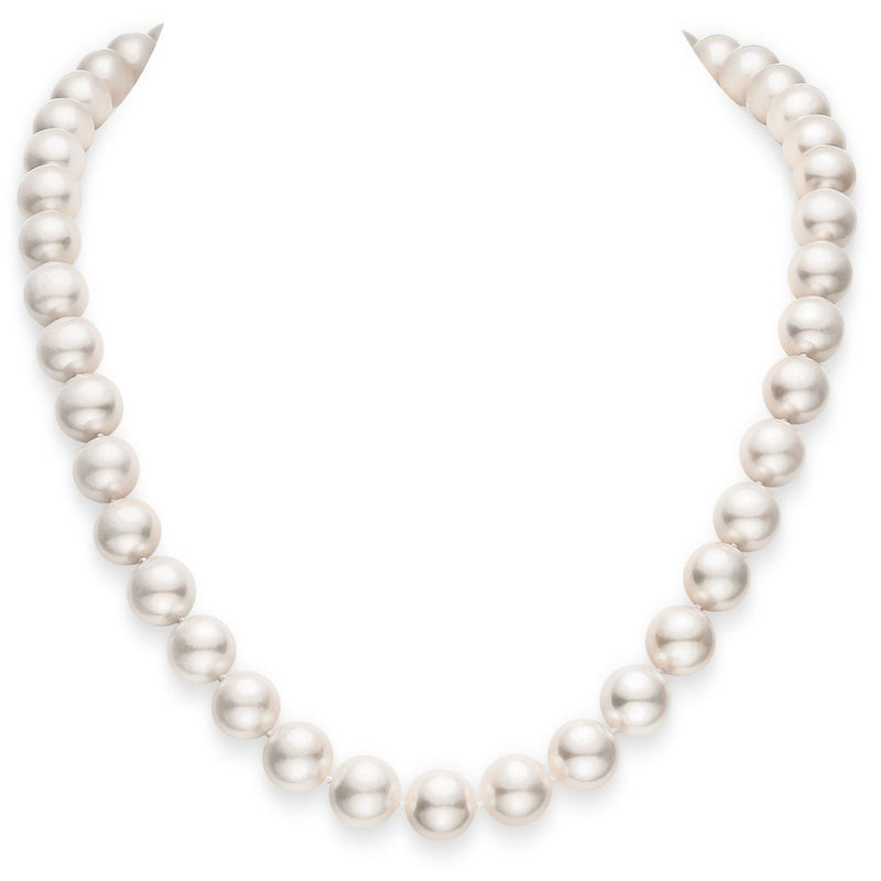 9.5-10.5mm White Freshwater Pearl Necklace - AAA+ With 14K Gold clasp