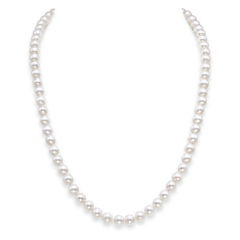 7.5-8.5mm White Freshwater Culturet Pearl Necklace With Sterling Silver Clasp AAA+ Quality