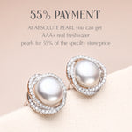 Freshwater Pearl Earrings with Cubic Zirconia On 925 Sterling Silver