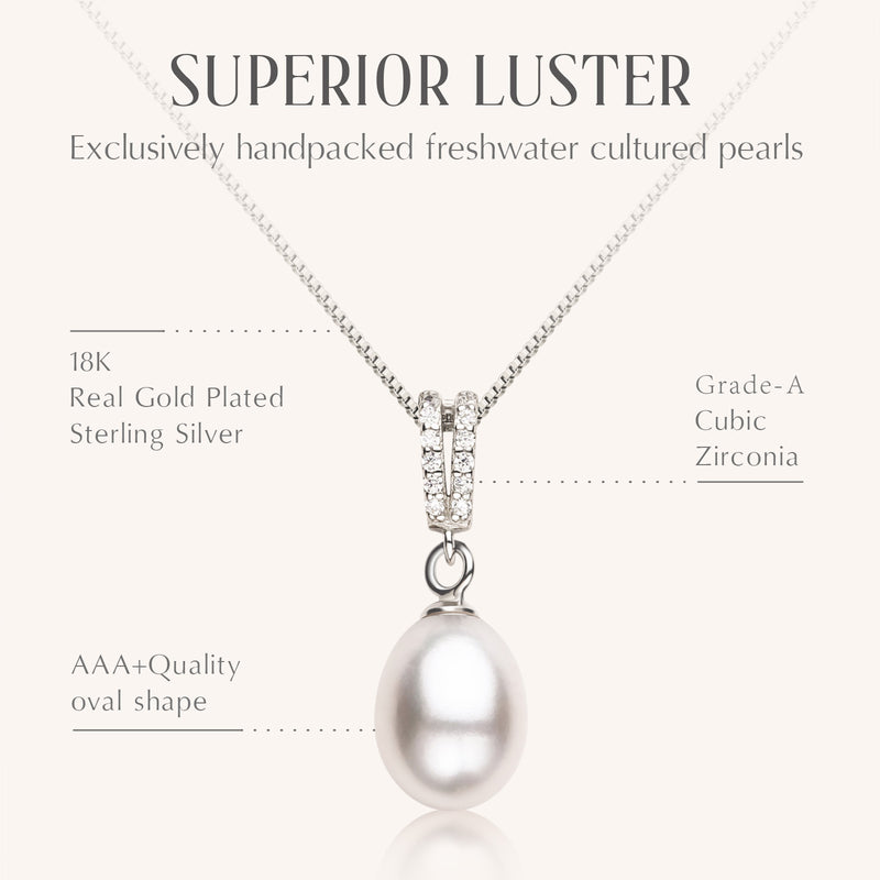Pearl Pendant Necklace with Cubic Zirconia