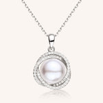 Freshwater Pearl Pendant with Sterling Silver and Cubic Zirconia AAA+ Quality