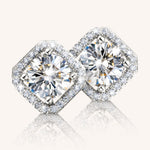 Moissanite Stud Earrings 2 Carat 925 Sterling Silver White Gold Plated Hypoallergenic
