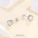 2 Carat Round Cut 925 Sterling Silver Moissanite Stud Earrings White Gold Plated