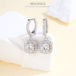 2 pieces Moissanite Earrings Square 2 Carat 925 Sterling Silver White Gold Plated