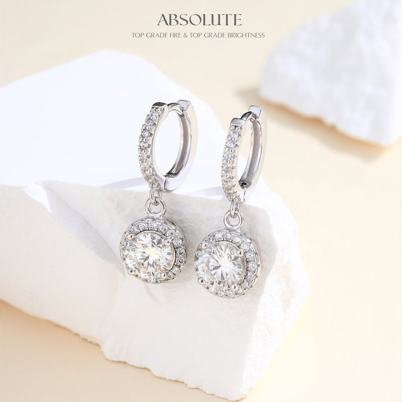 2 pieces Moissanite Earrings 2 Carat 925 Sterling Silver Round Cut